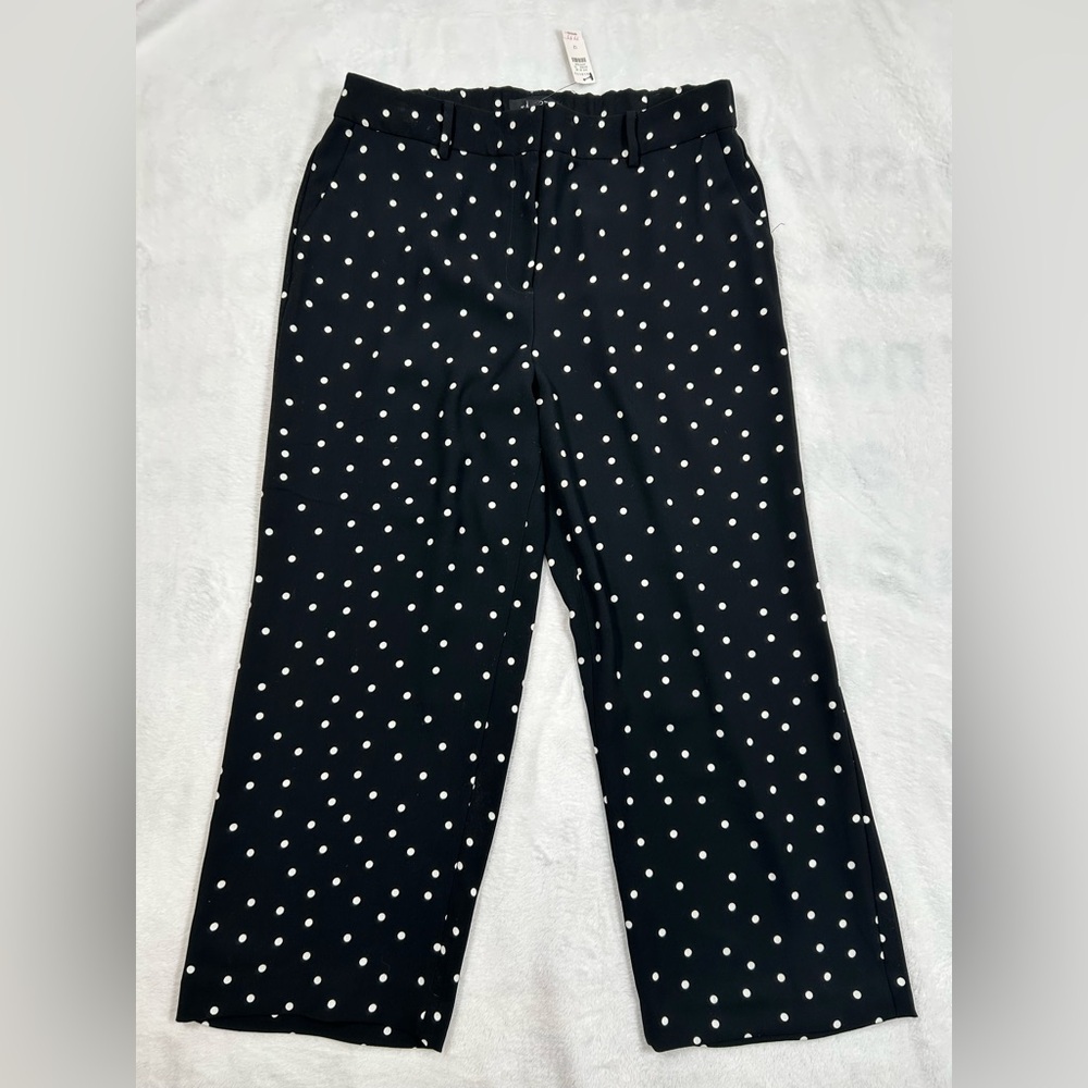 Talbots Polka Dot Wide Leg Cropped Pants Women’s Size 12 Black White